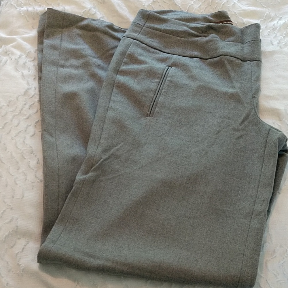 Dove gray wide leg dress trousers